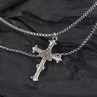 尚先生 黑白朋克十字架 合金 项链 男女同款情侣款