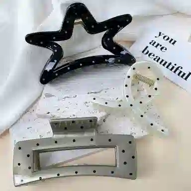 尚先生 法式网红大号鲨鱼夹方形几何后脑勺发夹新款发抓波点百搭发卡头饰 发饰 女款