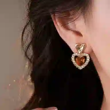 尚先生 元气爱心夏季桃心独特耳坠耳饰高级感 合金 耳钉 女款