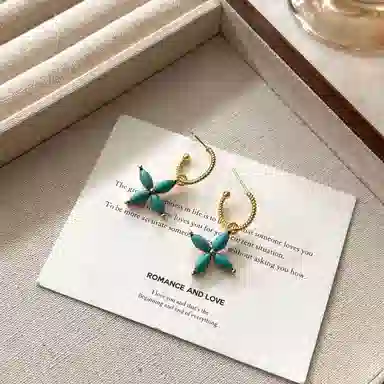 尚先生 新中式四叶草耳环女轻奢小众高级感耳钉 铜 耳饰 女款