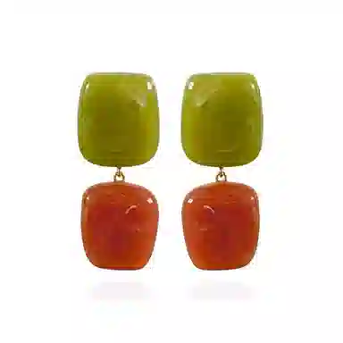 尚先生 欧美复古晕染拼色耳环方形不规则夸张大气简约 树脂 耳饰 女款