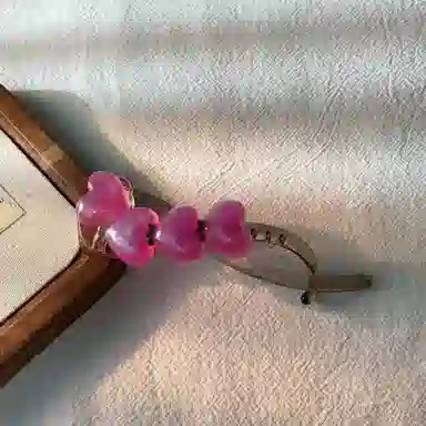 尚先生 日常百搭复古简约优雅气质扭扭夹渐变珠珠后脑勺发饰爱心夹 亚克力 发夹 女款