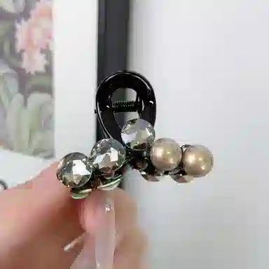 尚先生 简约珍珠亚克力小抓夹 时尚镶钻前额侧边夹 碎 头饰 发夹 女款