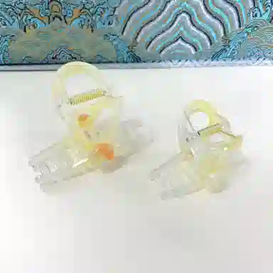 尚先生 仙气新款渐变浅黄色圆珠中号抓夹田园风夏季鲨鱼夹后脑勺发卡发夹 头饰 女款