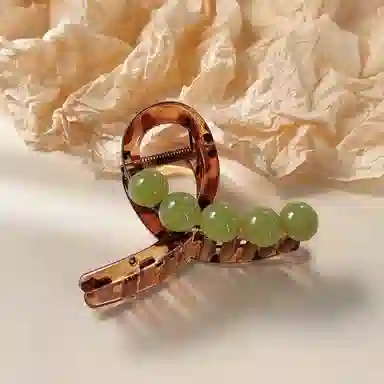 尚先生 设计感透棕色亚克力发抓绿色树脂圆珠抓夹  发卡头饰 发夹 女款