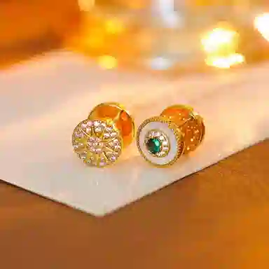 尚先生 高级感耳扣轻奢宫廷风时尚耳环简约天然白贝百搭 铜锆石 耳饰 女款