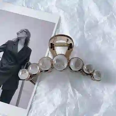 尚先生 法式高级感晕染细闪灰色圆珠大号抓夹国风百搭轻奢发饰新款 头饰 女款