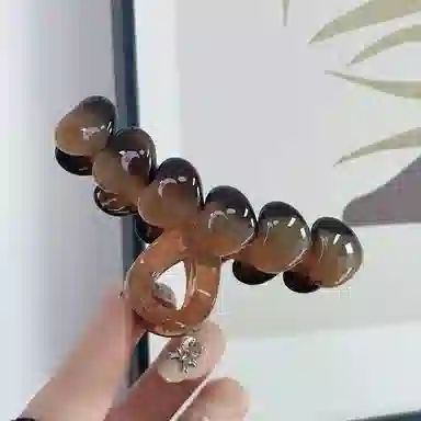 尚先生 复古晕染爱心抓夹棕色 通勤日常鲨鱼夹发卡 设计感头饰 发夹 女款