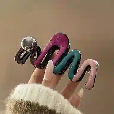 尚先生 高级感彩色发夹小众波浪鲨鱼夹后脑勺气质抓夹发卡新款时尚头饰 发饰 女款