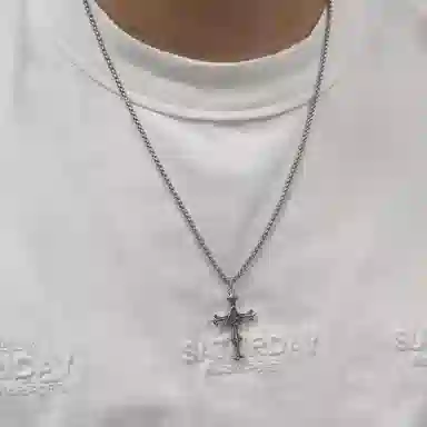 尚先生 黑白朋克十字架 合金 项链 男女同款情侣款