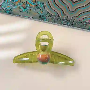 尚先生 冰透绿色亚克力抓夹彩色树脂圆珠鲨鱼夹后脑勺  发卡头饰 发夹 女款