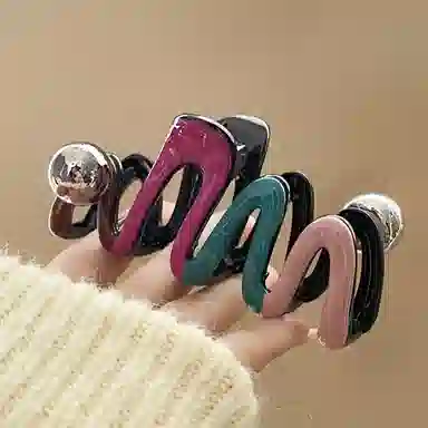 尚先生 高级感彩色发夹小众波浪鲨鱼夹后脑勺气质抓夹发卡新款时尚头饰 发饰 女款