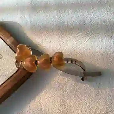 尚先生 日常百搭复古简约优雅气质扭扭夹渐变珠珠后脑勺发饰爱心夹 亚克力 发夹 女款