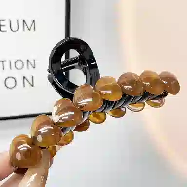 尚先生 高级感棕色树脂爱心发夹后脑勺超大号抓夹百搭鲨鱼夹 发饰 女款