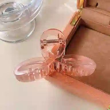 尚先生  亚克力镂空蝴蝶结中号抓夹渐变水红色半扎鲨鱼夹甜美简约发夹 发饰 女款