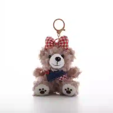 尚先生 小熊绒毛搭配贝雷帽调色板文艺牛仔背带裤造型爱精致 毛绒 挂件 男女同款情侣款