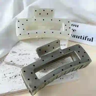 尚先生 法式网红大号鲨鱼夹方形几何后脑勺发夹新款发抓波点百搭发卡头饰 发饰 女款