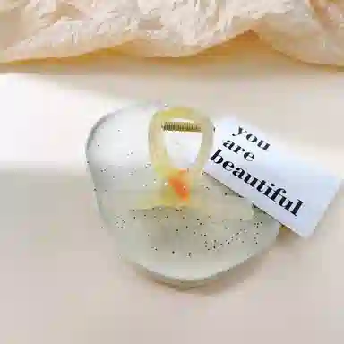 尚先生 仙气新款渐变浅黄色圆珠中号抓夹田园风夏季鲨鱼夹后脑勺发卡发夹 头饰 女款