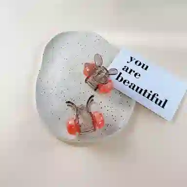 尚先生 甜美可爱兔兔小抓夹晕染国风圆珠顶夹半扎发夹减龄边夹碎发夹新款 发饰 女款