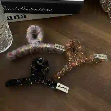 尚先生 彩色毛线缠绕甜美气质鲨鱼夹后脑勺盘发抓秋冬甜美发夹发卡头饰 发饰 女款