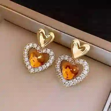 尚先生 元气爱心夏季桃心独特耳坠耳饰高级感 合金 耳钉 女款