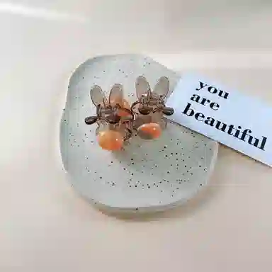 尚先生 甜美可爱兔兔小抓夹晕染国风圆珠顶夹半扎发夹减龄边夹碎发夹新款 发饰 女款