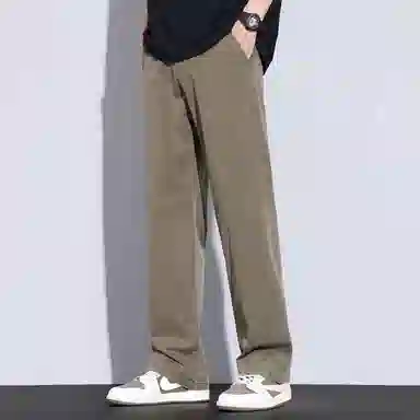 瑞梵帝斯 莱赛尔天丝裤子男生夏季薄款凉感透气纯色简约宽松直筒长裤美式潮牌高街风拉链多口袋设计青少年时尚潮流帅气休闲裤 男款