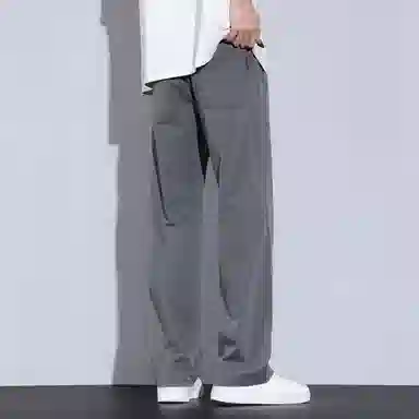 瑞梵帝斯 莱赛尔天丝裤子男生夏季薄款凉感透气纯色简约宽松直筒长裤美式潮牌高街风拉链多口袋设计青少年时尚潮流帅气休闲裤 男款