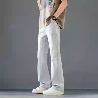 瑞梵帝斯 美式微喇潮牌宽松直筒复古阔腿休闲牛仔裤 男款