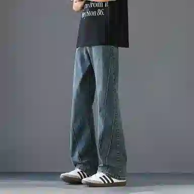 瑞梵帝斯 美式薄款高街微喇宽松休闲直筒牛仔裤 男款