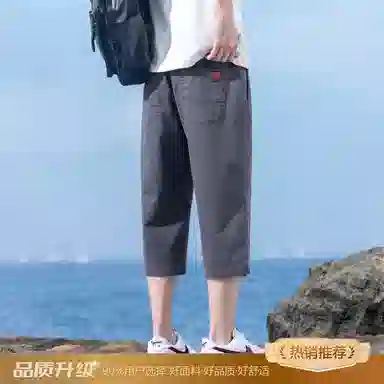 瑞梵帝斯 美式潮牌薄款速干凉感抽绳健身跑步宽松柔软户外运动吸汗透气弹力松紧中腰直筒七分裤休闲短裤 男款