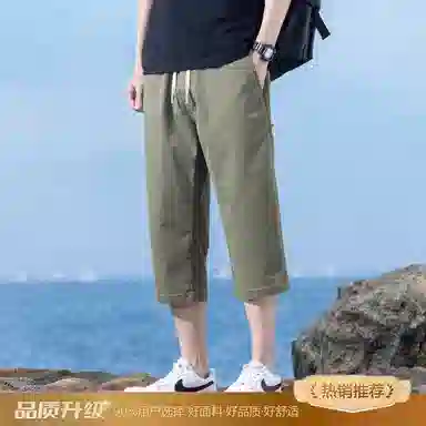 瑞梵帝斯 美式潮牌薄款速干凉感抽绳健身跑步宽松柔软户外运动吸汗透气弹力松紧中腰直筒七分裤休闲短裤 男款