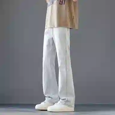瑞梵帝斯 美式微喇潮牌宽松直筒复古阔腿休闲牛仔裤 男款