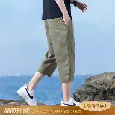 瑞梵帝斯 美式潮牌薄款速干凉感抽绳健身跑步宽松柔软户外运动吸汗透气弹力松紧中腰直筒七分裤休闲短裤 男款