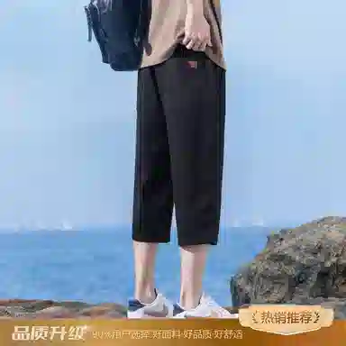 瑞梵帝斯 美式潮牌薄款速干凉感抽绳健身跑步宽松柔软户外运动吸汗透气弹力松紧中腰直筒七分裤休闲短裤 男款