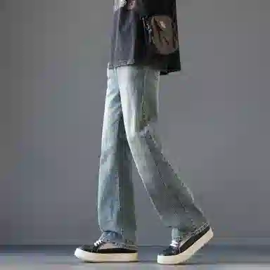 瑞梵帝斯 美式微喇潮牌宽松直筒复古阔腿休闲牛仔裤 男款