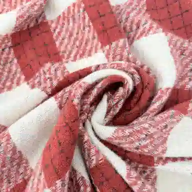 加菲猫家族 韩版千鸟格流苏潮流时尚百搭氛围感红色格子保暖 绒线围巾 男女同款情侣款