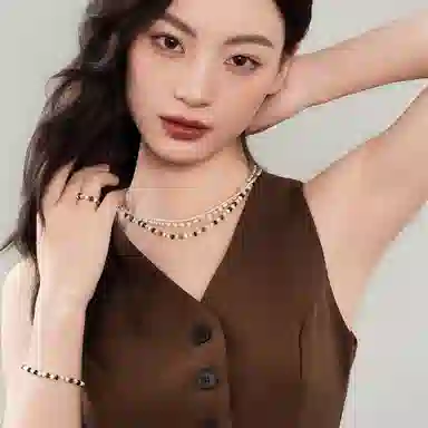 六福珠宝 【吸金旺事业】设计感轻奢时尚美拉德风木变石玛瑙混搭个性锁骨链不规则串珠链#好运天然 虎眼石 项链 女款