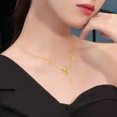 六福珠宝 囍爱系列四季花开 套链婚嫁 足金 按克计价 黄金项链 女款