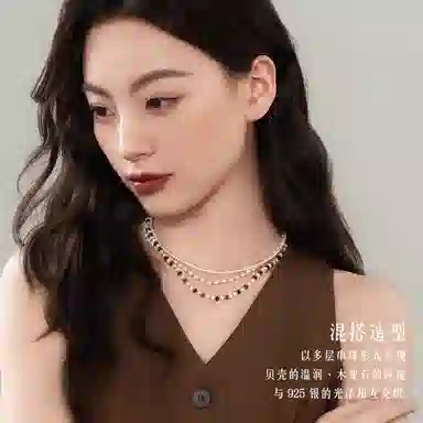 六福珠宝 【吸金旺事业】设计感轻奢时尚美拉德风木变石玛瑙混搭个性锁骨链不规则串珠链#好运天然 虎眼石 项链 女款