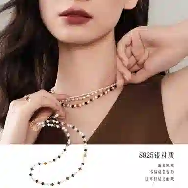 六福珠宝 【吸金旺事业】设计感轻奢时尚美拉德风木变石玛瑙混搭个性锁骨链不规则串珠链#好运天然 虎眼石 项链 女款