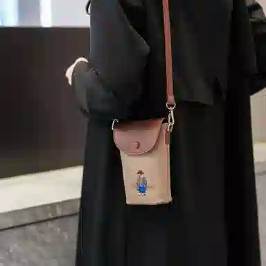 北包包 夏季小巧轻便百搭洋气单肩斜挎包 帆布 帆布包手机包 女款 提花熊/黑色/卡其色