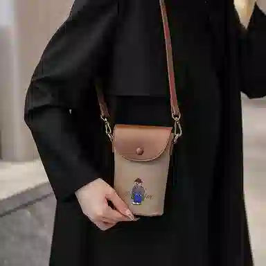 北包包 夏季小巧轻便百搭洋气单肩斜挎包 帆布 帆布包手机包 女款 提花熊/黑色/卡其色