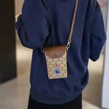 北包包 夏季小巧轻便百搭洋气单肩斜挎包 帆布 帆布包手机包 女款 提花熊/黑色/卡其色