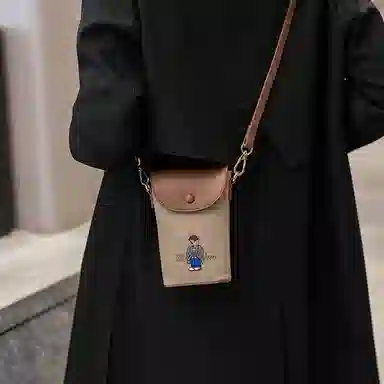 北包包 夏季小巧轻便百搭洋气单肩斜挎包 帆布 帆布包手机包 女款 提花熊/黑色/卡其色