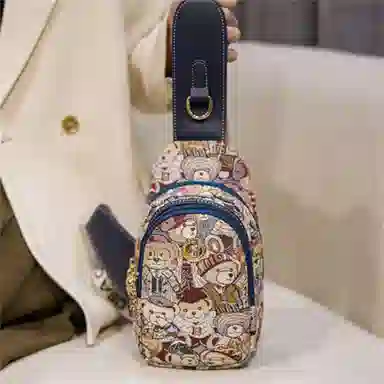 北包包 韩版潮流休闲百搭运动 织物 斜挎包胸包 常规 女款 粉色/棕色/藏蓝色