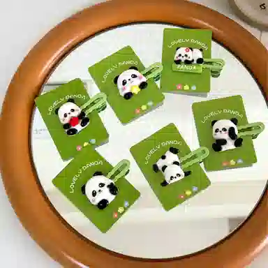 色菲尔 可爱熊猫小公主头前额侧边刘海夹子后脑勺盘发气质 树脂 发夹 女款