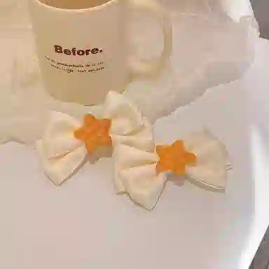 色菲尔 蕾丝蝴蝶结 纯手工蓝色米白色蕾丝蝴蝶结韩版气质刘海边夹半扎后脑勺马尾夹 布艺 发夹 女款