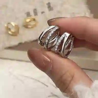 色菲尔 韩式双层素圈 简约气质高级感养耳洞小众冷淡风时尚百搭 合金 耳环 男女同款情侣款