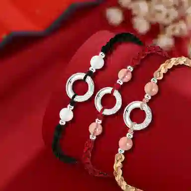 【S999足银平安扣】 色菲尔 新中式祥云转运珠 小众设计国潮顺遂幸运日常通勤出行约会百搭可调节手饰#好运玄学 编绳 手绳 男女同款情侣款